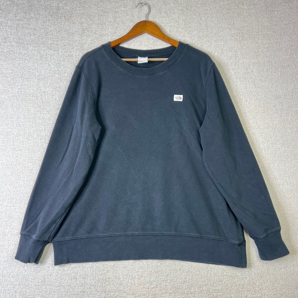 The North Face Womens XL Black Crewneck Fleece Sweatshirt Logo Patch